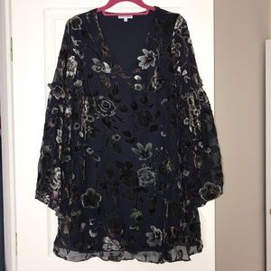 Mesh long sleeve floral dress